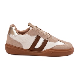 Women's sneakers with eco suede beige