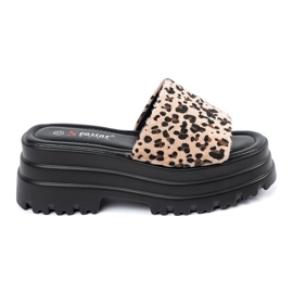 Seastar Slippers on a leopard platform brown