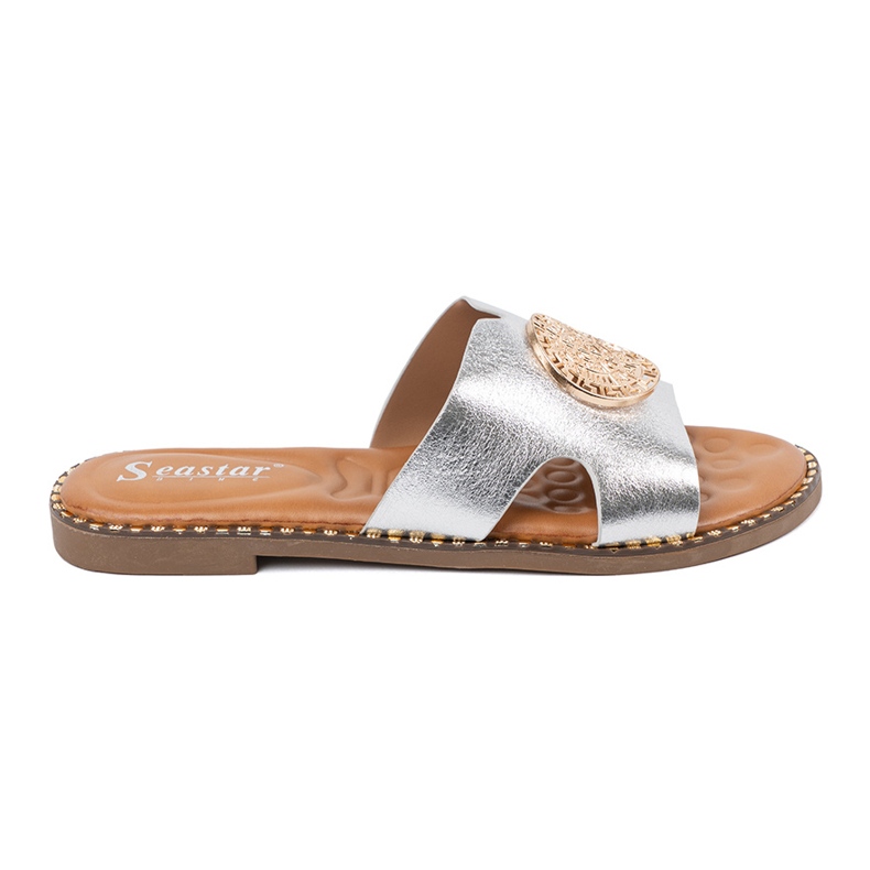 Seastar Silver flip flops with a golden decoration Seastar Silver flip flops with a golden decoration