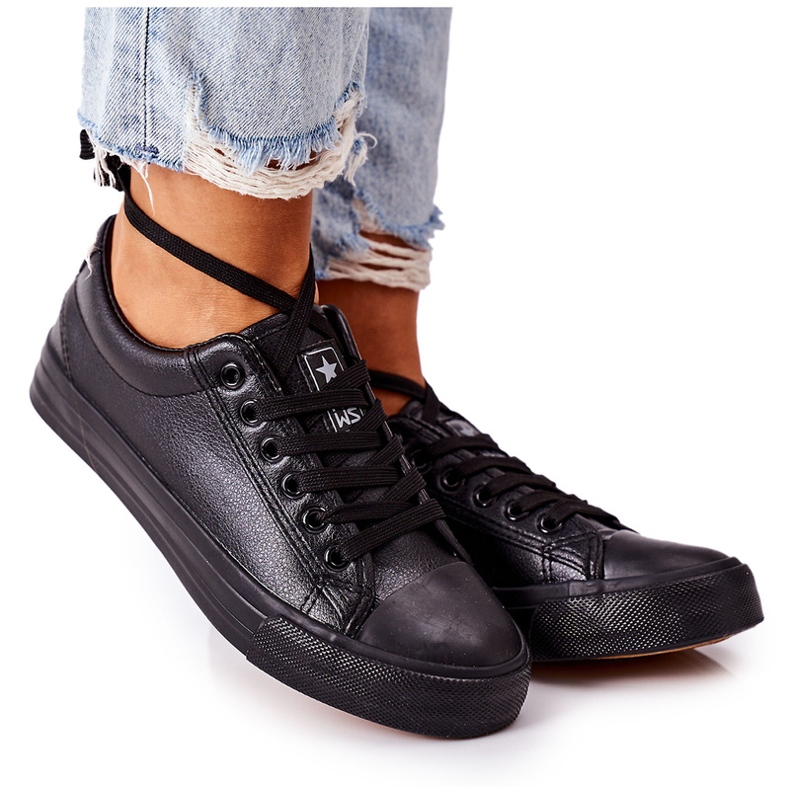 NEWS Women's eco-leather black sneakers