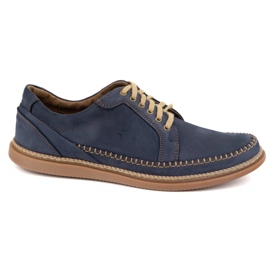 Antex Men's leather shoes casual model 313gt navy blue