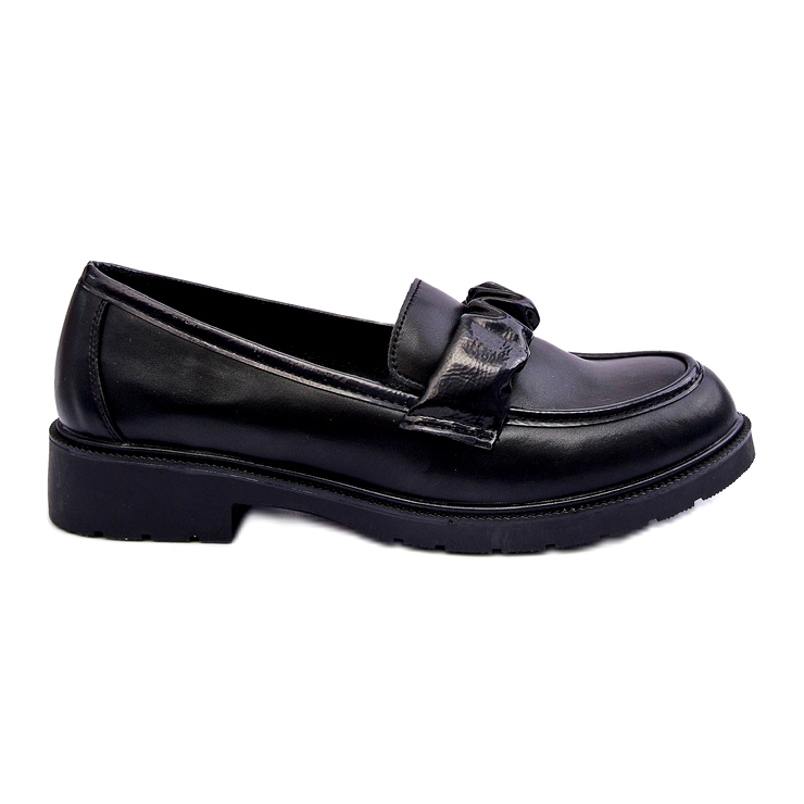 S.Barski Flat -heeled leather loafers black with decoration S. Barski HY335