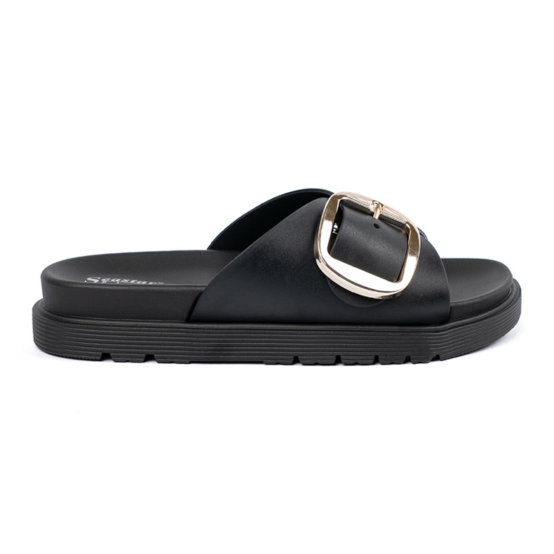 Seastar Black women's flip flops with a golden buckle