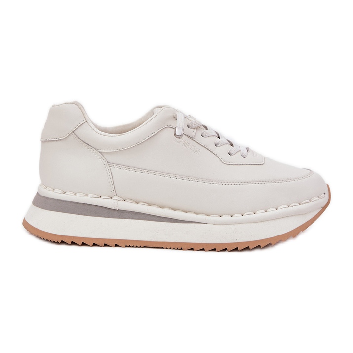 Women's leather sneakers on the Big Star RR274A333 Big Platform white