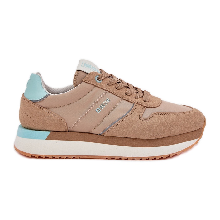 Women's suede Sneakers Big Star RR274A048 HI-POLY Dark-tone system beige