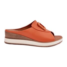 Women's leather flip flops Artiker 56C2149 orange
