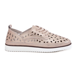 S.Barski Women's leather shoes S. Barski LR51-611 Złote golden