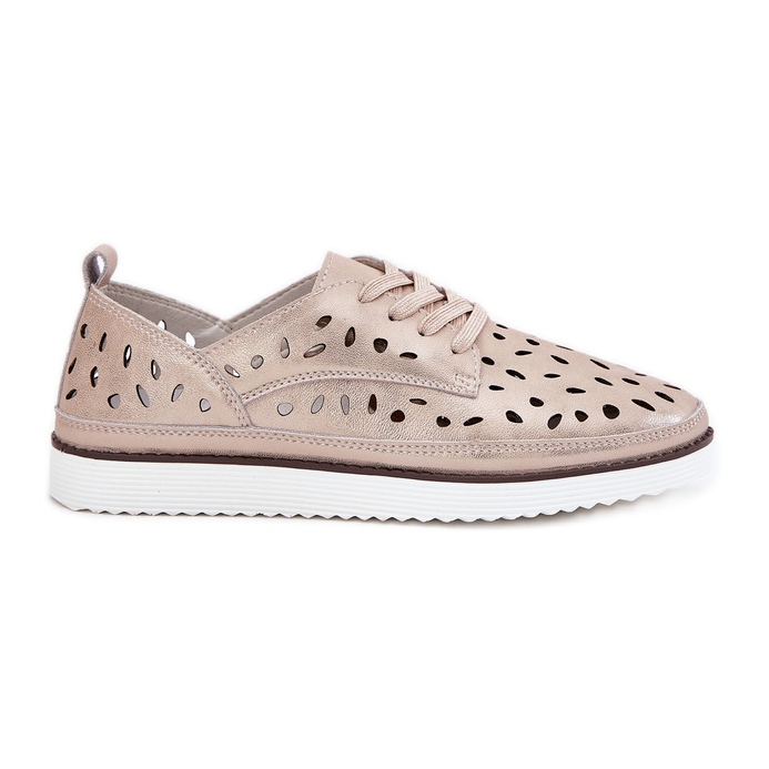 S.Barski Women's leather shoes S. Barski LR51-611 Złote golden