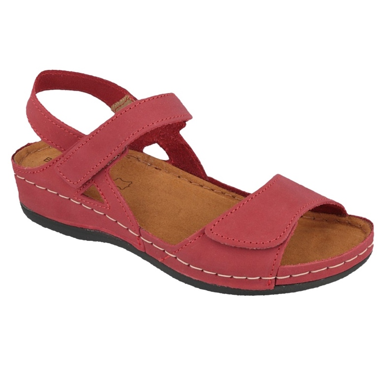 Befado Women's leather sandals 158d286 burgundy red