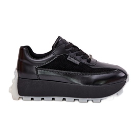Women's leather sneakers on the Big Star RR274873 Hi-Polish System Black Platform