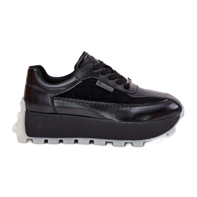 Women's leather sneakers on the Big Star RR274873 Hi-Polish System Black Platform Women's leather sneakers on the Big Star RR274873 Hi-Polish System Black Platform