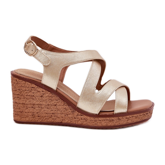 Women's sandals on wedge Sergio Leone SK223 gold golden Women's sandals on wedge Sergio Leone SK223 gold golden