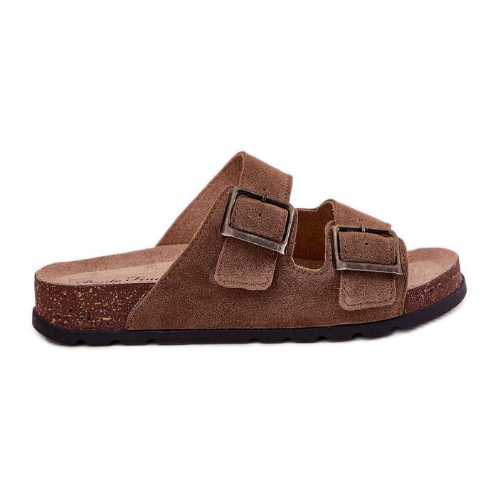 Suede flip flops with women's buckle panto fino rr267024 brown Suede flip flops with women's buckle panto fino rr267024 brown