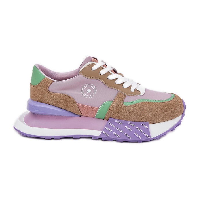 Women's suede sneakers on the Big Star RR274815 Hi-Polish Pink System platform