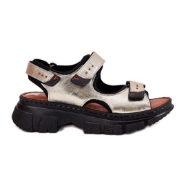 Women's leather sandals with Velcro Artiker 56C0469 PLN golden Women's leather sandals with Velcro Artiker 56C0469 PLN golden