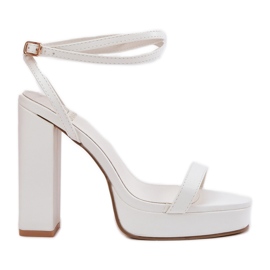 Women's sandals on the post with a white strap Women's sandals on the post with a white strap