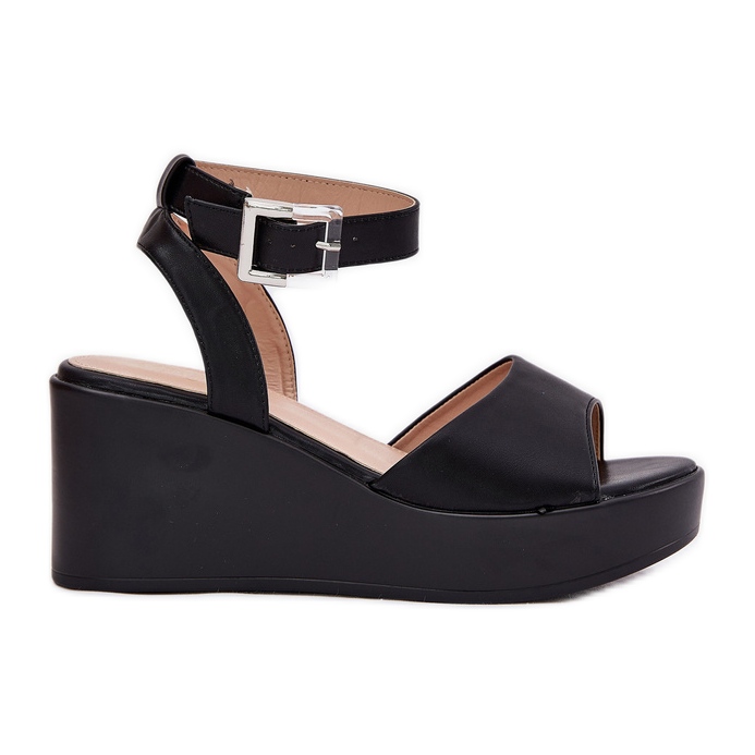 Women's Black Sandals On Wedges
