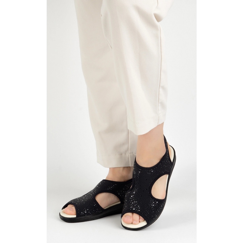 Vriston Women's shoes Flexible sandals Comfoot Emma Black Glossy
