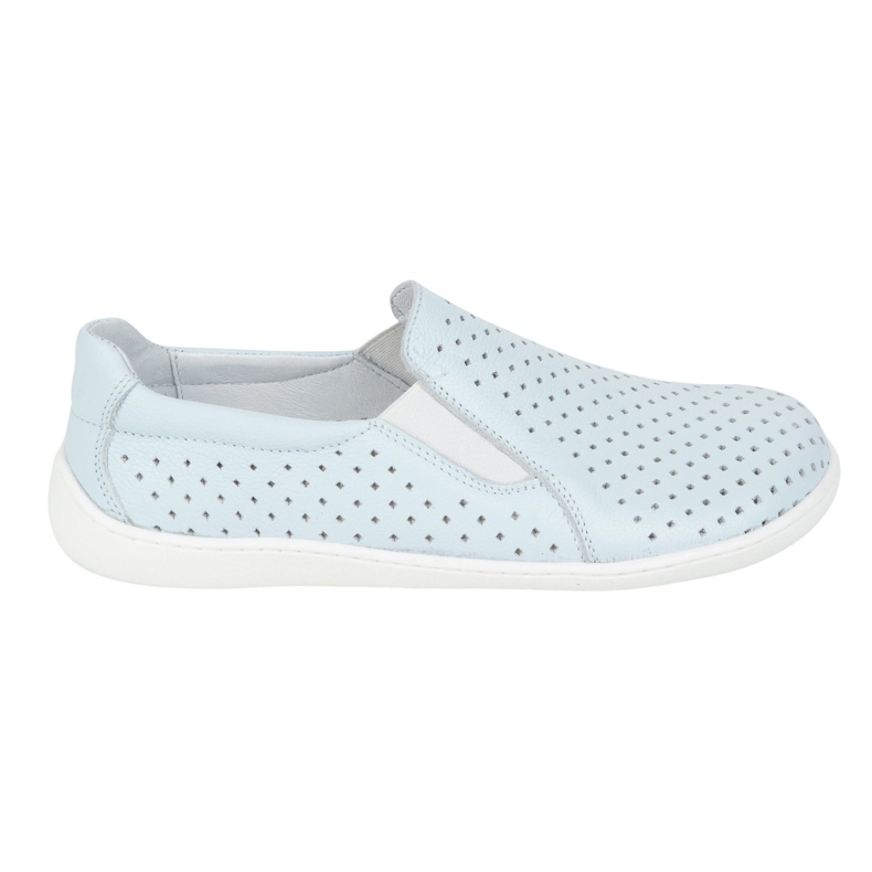 Olivier Barefoot women's minimalist openwork leather shoes slip -in blue