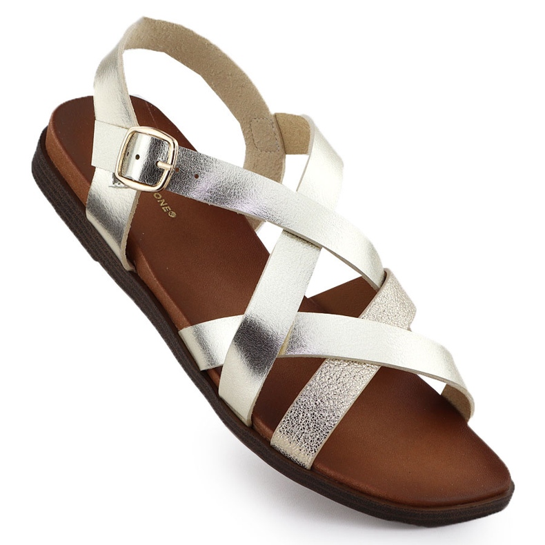 Women's flat sandals Sergio Leone SK088H Roman Romanes golden Women's flat sandals Sergio Leone SK088H Roman Romanes golden