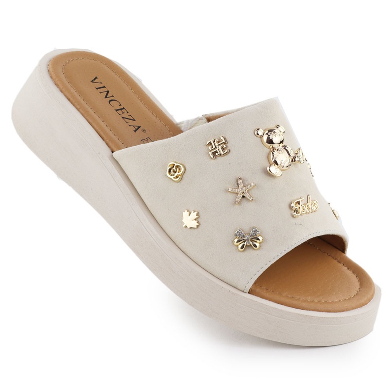 Women's leather wedges with beige Vinceza 66741 Women's leather wedges with beige Vinceza 66741