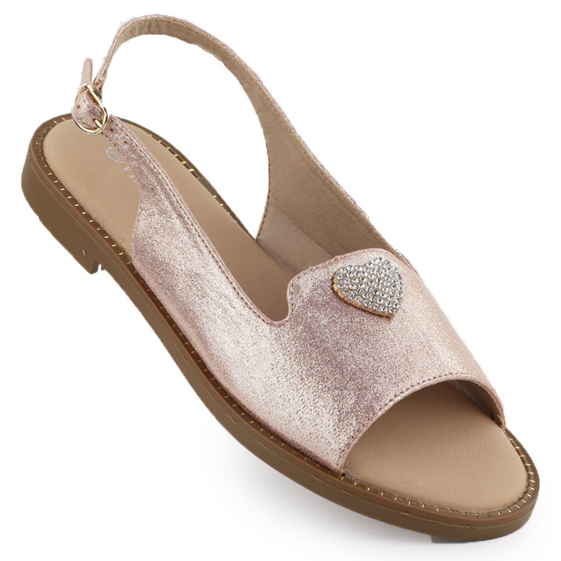 Flat women's sandals with golden vinceza 17384