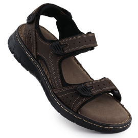 Men's leather sandals for brown Velcro McKeylor 95320