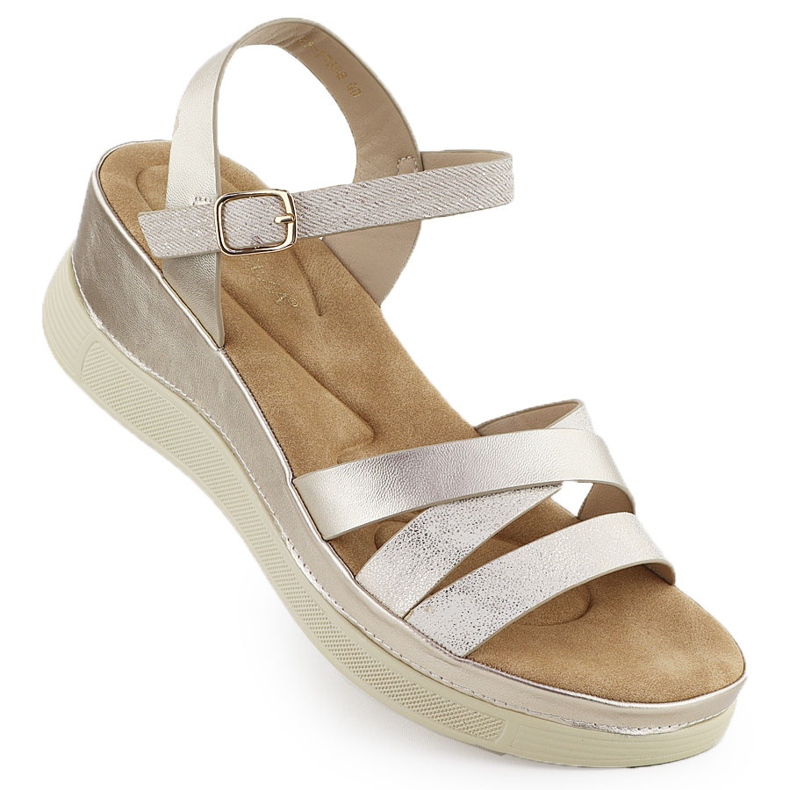 Women's sandals on the gold wedge Vinceza 15358 golden Women's sandals on the gold wedge Vinceza 15358 golden