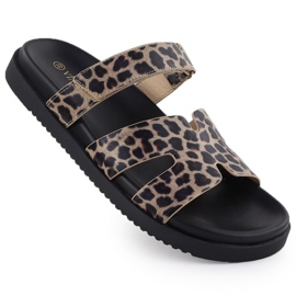 Women's slippers in leopard print beige vinceza 17401