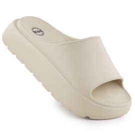 Women's flip flops on a thick platform pool beige news 7303