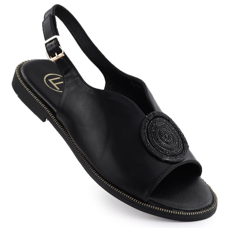 Flat women's sandals with black filippo ds6229 zircons