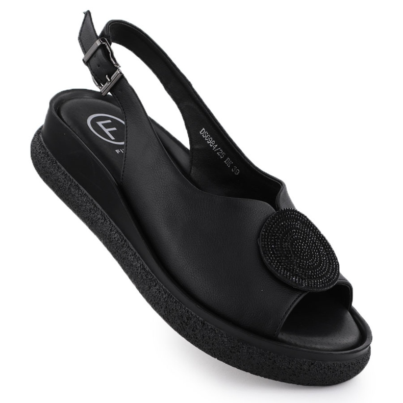 Women's sandals leathered with zircons black Filippo DS6984