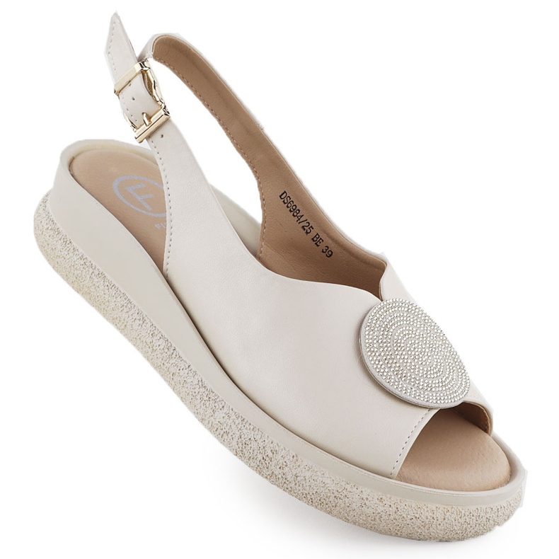 Women's sandals for wedge with zircons beige Filippo DS6984
