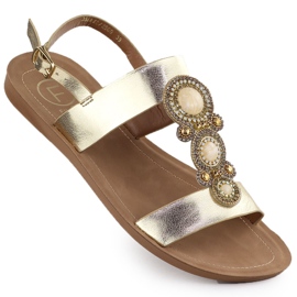Flat women's sandals with a golden metallic ornament Filippo DS6882