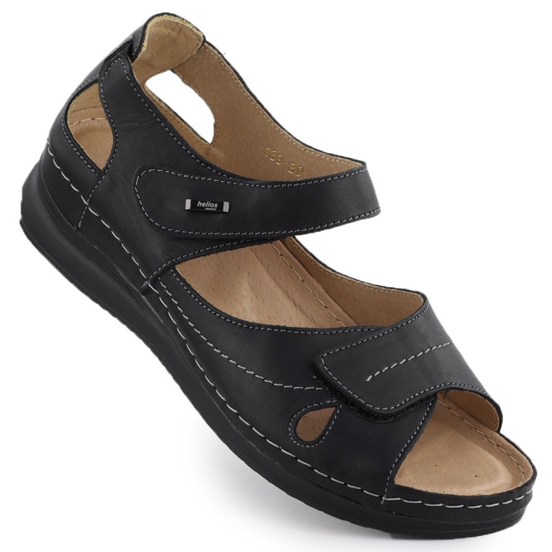 COMFORTABLE WOMENYS BLACK HELIOS 139 Leather Velcro sandals COMFORTABLE WOMENYS BLACK HELIOS 139 Leather Velcro sandals