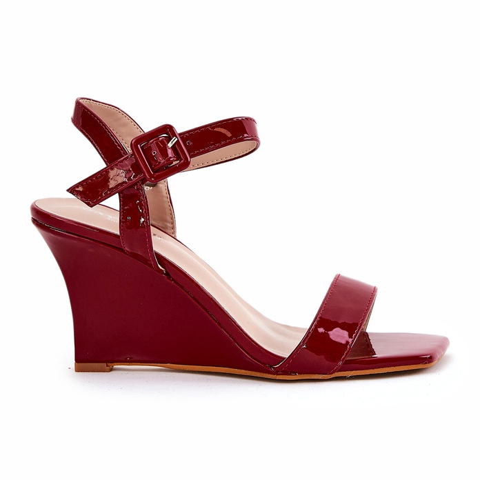 Painted women's sandals for burgundy wedges red Painted women's sandals for burgundy wedges red