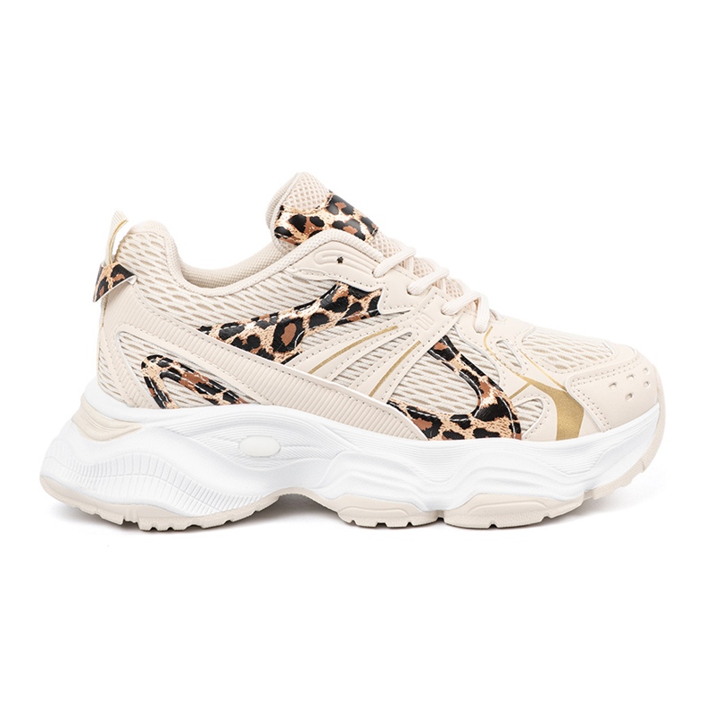 Beige sneakers with an animal motif Beige sneakers with an animal motif