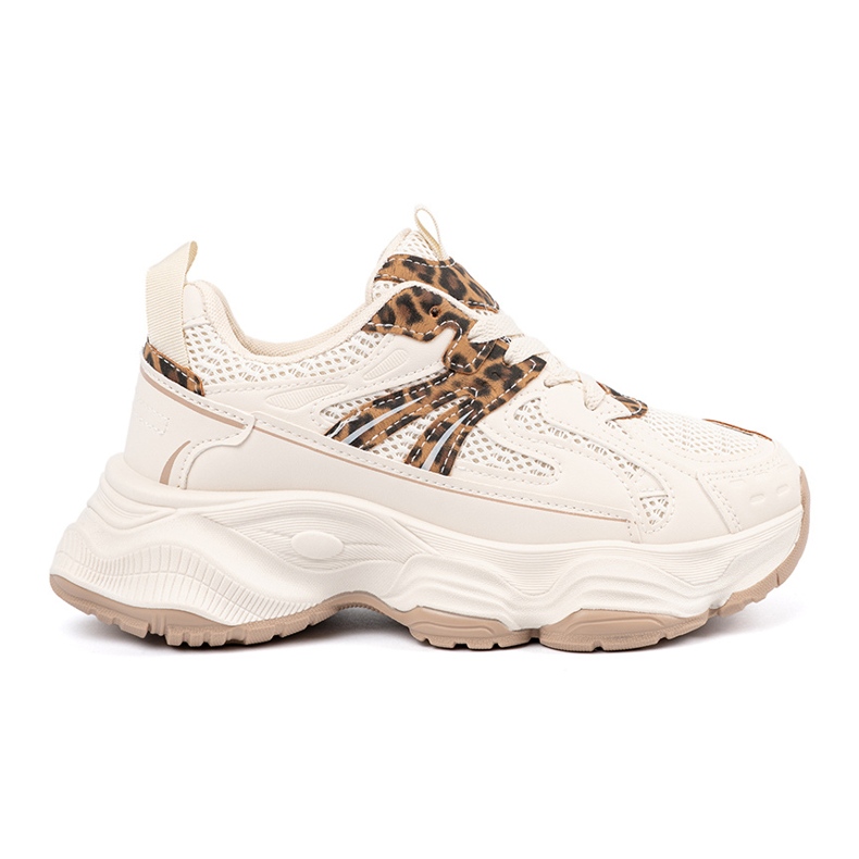 Women's sneakers on a thick leopard sole beige Women's sneakers on a thick leopard sole beige