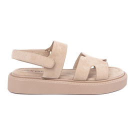 Seastar Beige sandals on the platform with cutouts