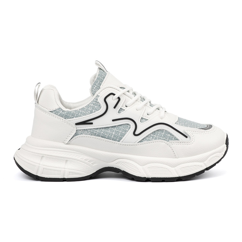 Shelvt White and green sneakers with decorative inserts Shelvt White and green sneakers with decorative inserts