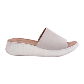 Women's suede flip flops on the Panto Fino RR267044 gray wedge grey