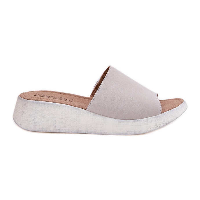 Women's suede flip flops on the Panto Fino RR267044 gray wedge grey