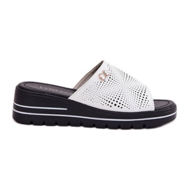 Women's leather flip flops Vinceza 41477 white
