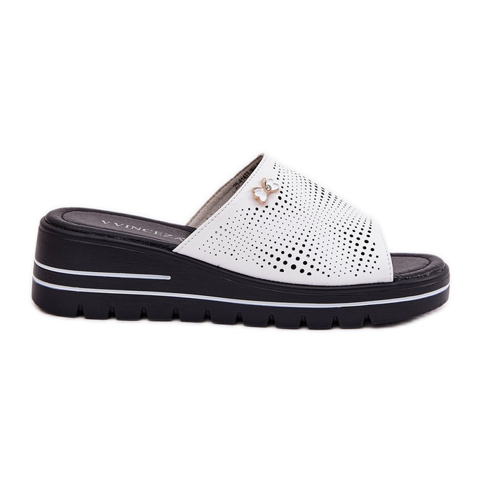 Women's leather flip flops Vinceza 41477 white