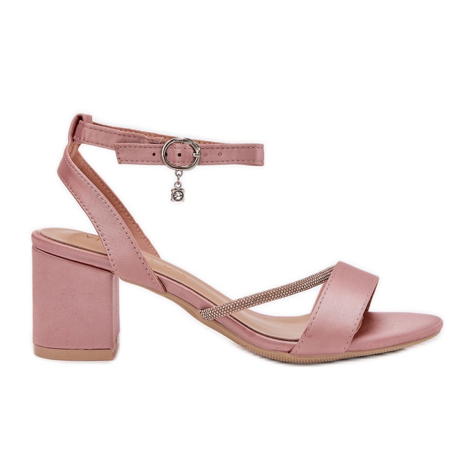 Women's sandals on the pillar with vinceza 20268 pink zircons Women's sandals on the pillar with vinceza 20268 pink zircons