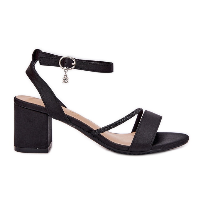 Women's sandals on the pillar with vinceza 20268 black zircons