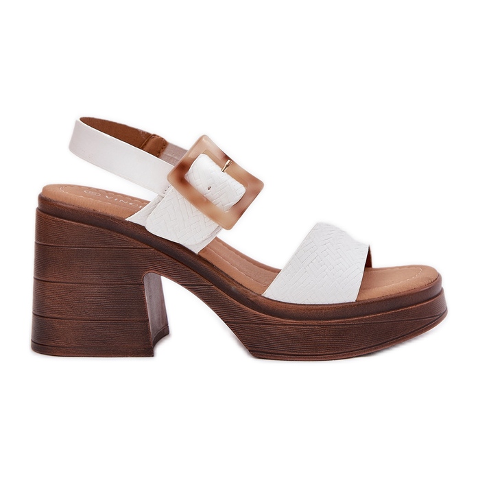 Women's sandals on a massive heel and Vinceza platform 17387 white