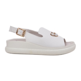 Vinceza Women's leather sandals with the decoration of Vincez 66757 white Vinceza Women's leather sandals with the decoration of Vincez 66757 white