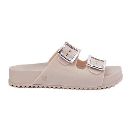 Fragrant women's flip flops with buckles and glitter Zaxy RR285056 beige