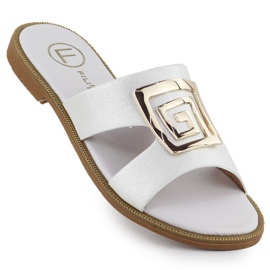 Women's flip flops with decoration white Filippo DS3703
